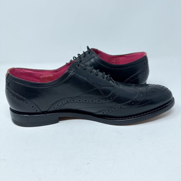 Ted Baker London Dress Shoes Mens 9 Black Oxford Wingtip Brogue Leather Lace Up - Picture 9 of 12
